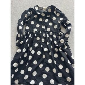 Tucker + Tate Girls Black White Polka Dot Peter Pan Collar Long Sleeve Dress 8